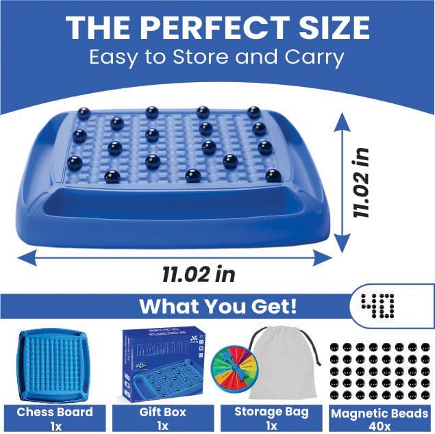 Miniatura 4 de Juego de ajedrez magnético de 40 piedras, juego de ajedrez magnético, juego de ajedrez de viaje magnético, rompecabezas magnético, juego de fiesta
