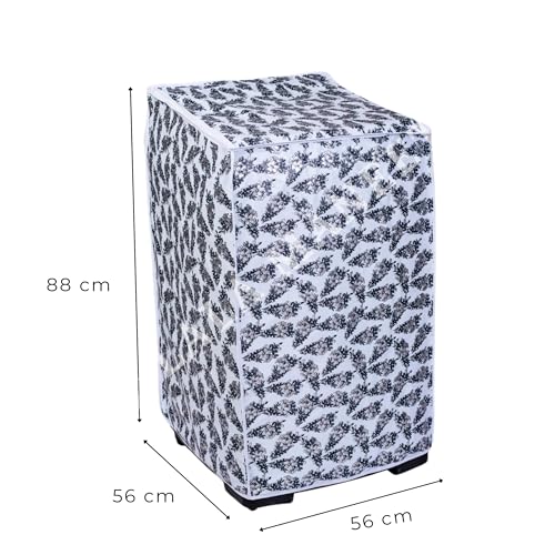 Image of Top Load Washing Machine Cover Pvc Suitable For - Lg-6Kg, 6.2Kg, 6.5Kg, 7Kg and 7.5Kg| Black & White - Size: 56X56X88Cm