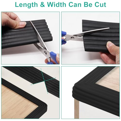 Image of 6.56ft x 2 Rolls Corner Protector Baby, Self Adhesive Baby Proofing Corner Guards Widen Edge Protector, Desk Edge Cushion, Furniture Table Covers Safety Bumper (Black)