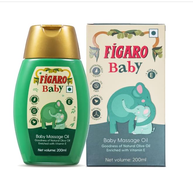 Figaro Baby Massage Oil With Goodness Of Natural Olive Oil Enriched With Vitamin E, Dermatologically Tested, 200 Ml