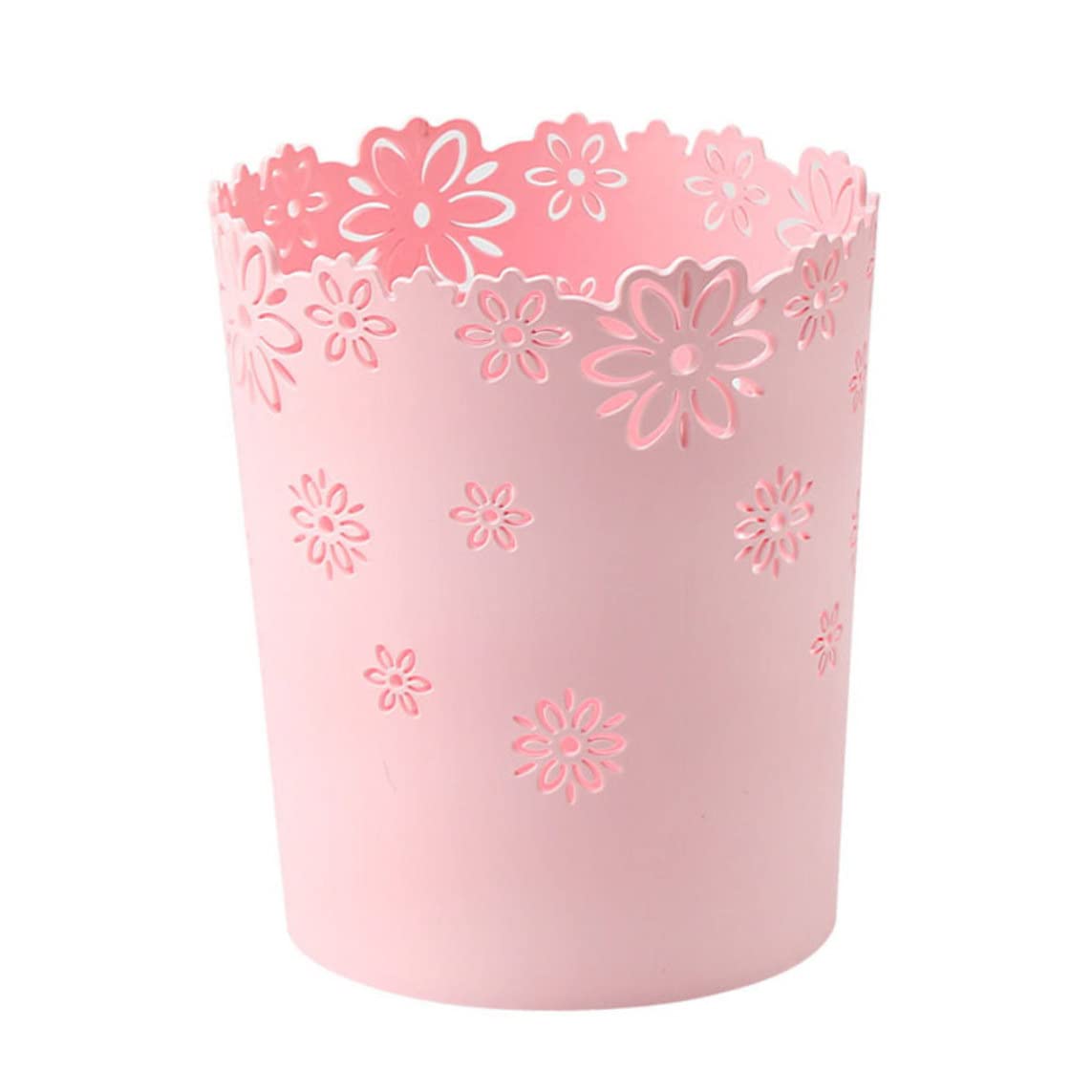 Bidoni della Carta bidone dei rifiuti di plastica per Spazzatura per Camera da Letto lattina a Fiore Vuoto Cesto per Abbigliamento Rotondo Senza Coperchio immondizia bidone Rosa m