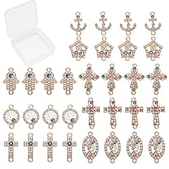 32pcs Rhinestone Cross Charms and Evil Eye Charm