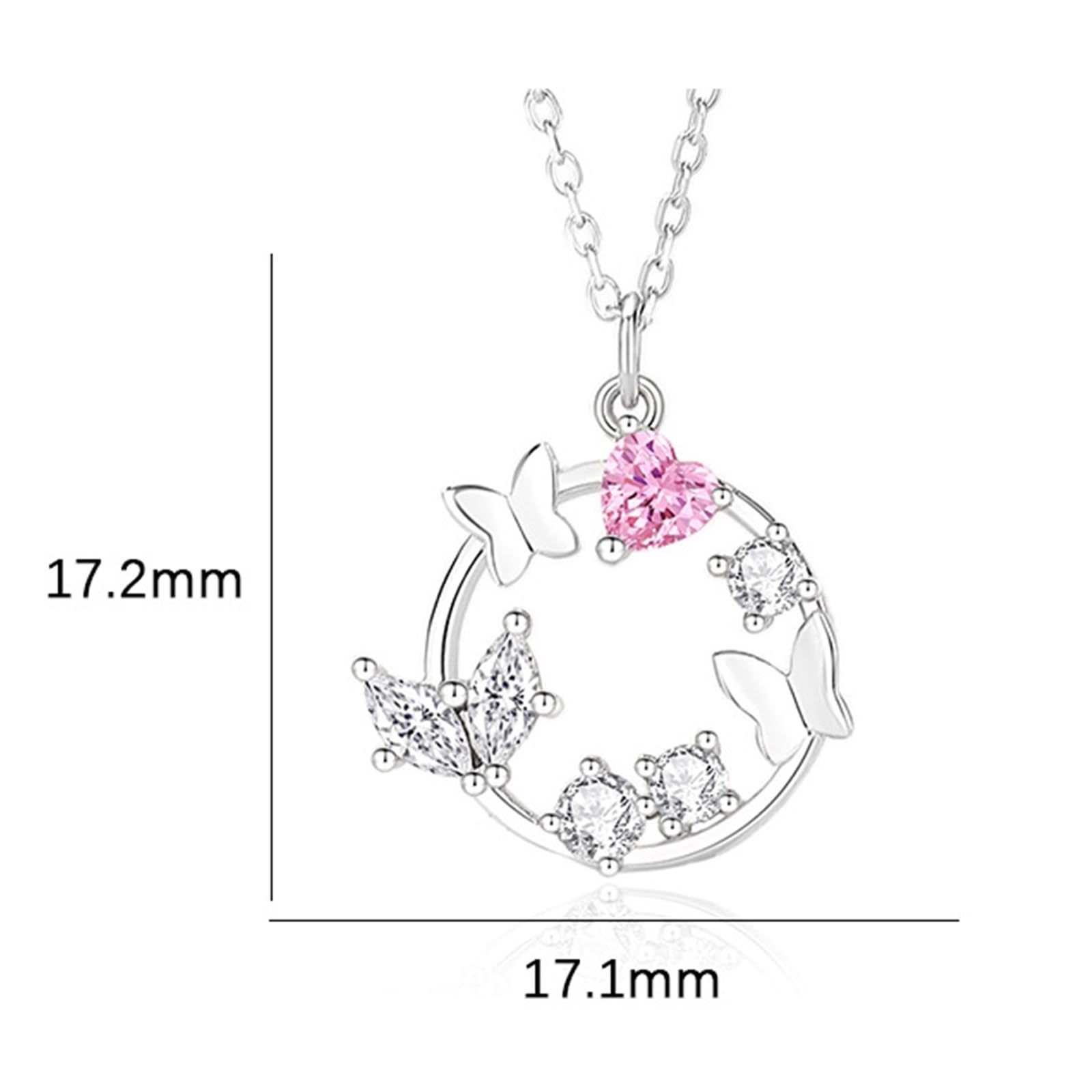 Collana in oro bianco Au375 Lab con zaffiro, ciondolo a forma di farfalla, 45 cm