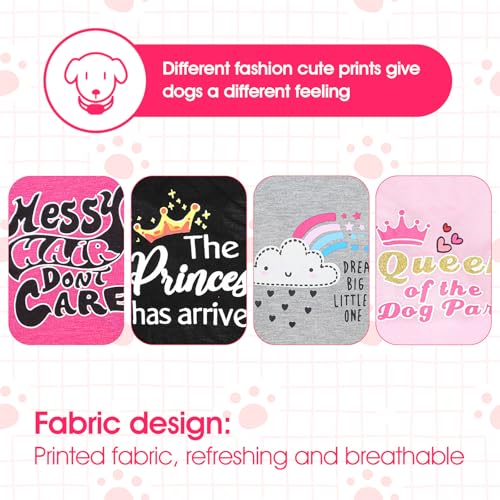 4 Stück Chihuahua-Kleidung, süße Hundehemden Mädchen, für kleine Hunde, weich, bequem, rosa, XXS, Hundekleidung, Haustierkleidung, Hemd für Teacup-Hunde, Yorkies, Welpen, Kätzchen