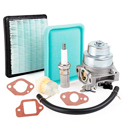 Tune Up Kit Air Filter Cover Fuel Filter Kit + GCV160 Carburetor Replacement Kit + Spark Plug for Honda GCV160A GCV160LA GCV160LE Engine HRB216 HRR216 HRS216 HRT216 HRZ216 Lawn Mower