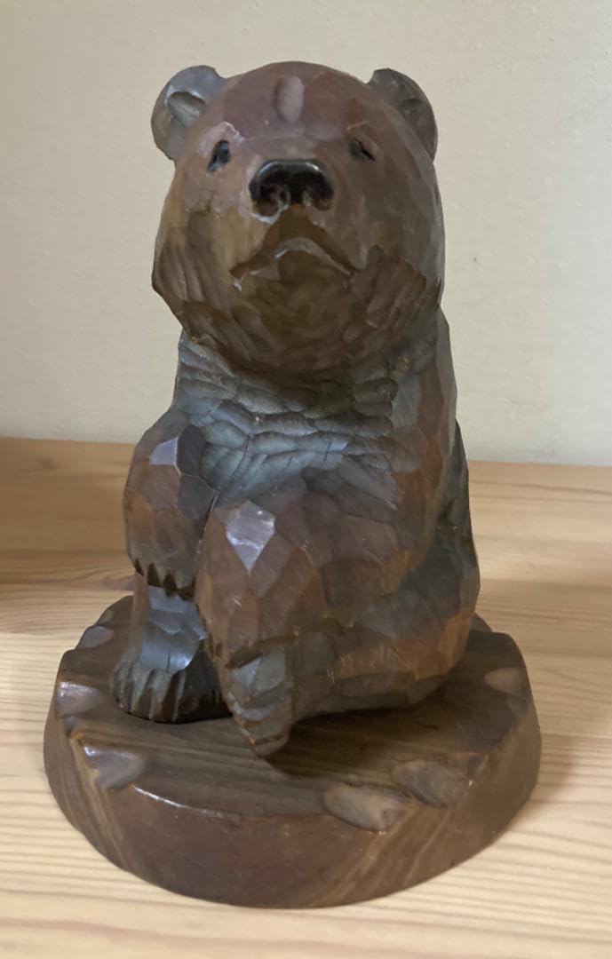 Amazon.co.jp: レトロ ビンテージ 木彫り 熊 クマ お座り熊 20cm