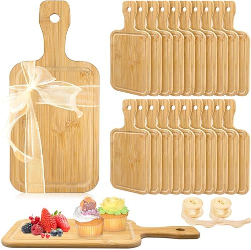 20 Pcs Thicken Bamboo Cutting Board Bulk Small Wood Chopping Board Blank Wooden Serving Kitchen Charcuterie Boards for Pizza, Bread, Cheese, Fruit, Vegetables - 11" x 5"