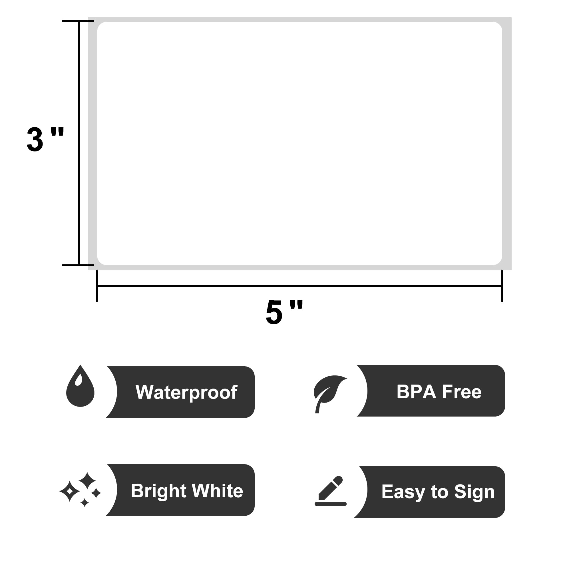 L LIKED Etichette termiche dirette da 7,6 x 12,7 cm, per stampanti termiche piccole e micro aziendali, compatibili con zebra e rulli, linea perforata, colore bianco