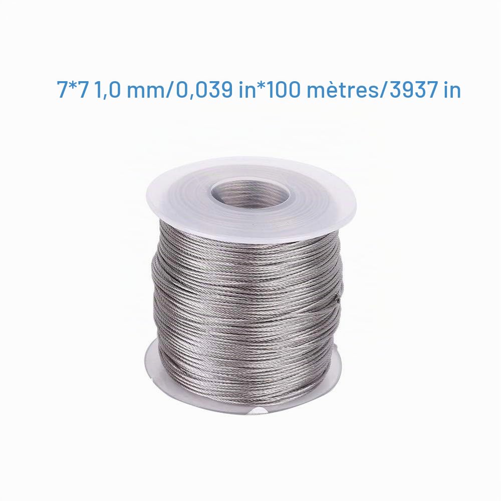 Fil en Acier Inoxydable 304, 100m Bobine de Fil Inox Souple Fil Bijoux en Inox 0,5/0,8/1 mm pour Bijoux Objets Décoratifs ou Art Floral