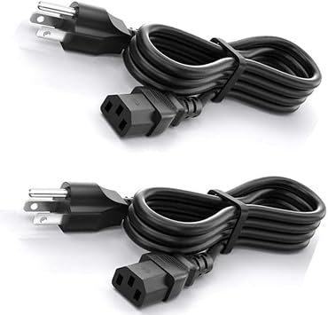 Universal Replacement Power Cord 18 AWG 10 Amps 125 Volts, 3 Prong AC Cable IEC C13 to NEMA 5-15P, Computer Monitor TV Printer Power Cable, Durable Safe Heavy Duty Cord for Electronics
