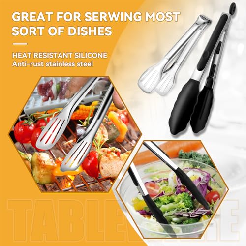 Serving Utensils Set for Partie, Silver Stainless Steel Metal Serveware Large Serving Spoons, Slotted Spoons, Forks, Tongs, Soup and Skimmer Spoon, Cake Server for Buffet, Catering, Entertaining 15pcs - Image 6