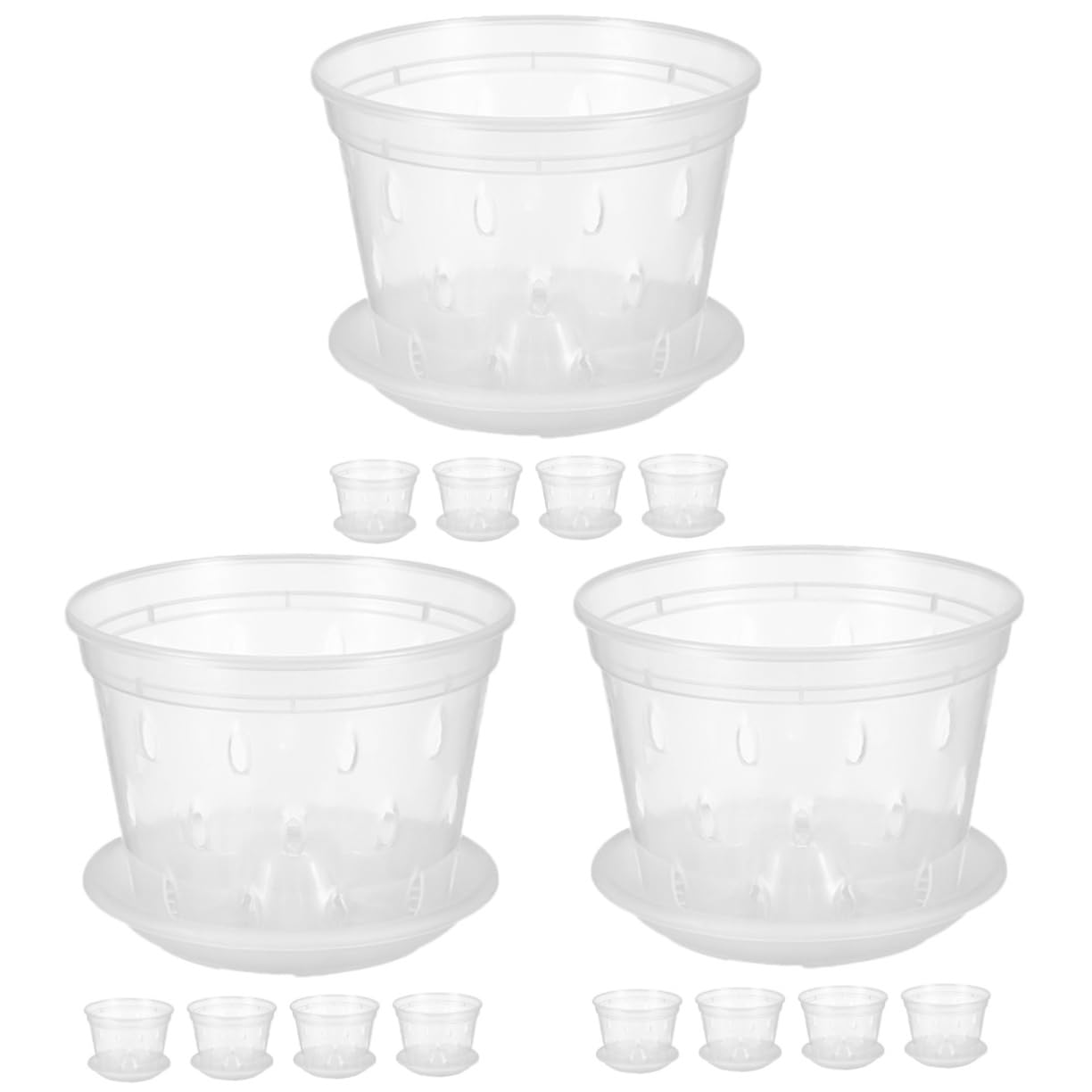 POPETPOP 15ensembles Pots à Orchidées Transparente avec Saucisses Plastique Pots Respirants à Drainage pour Plantes Orchidées Et