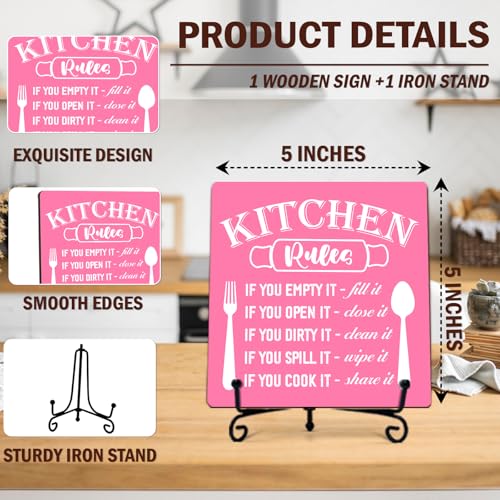 Image of DETIHO Rustic Kitchen Decorations Above Cabinets, Pink Kitchen Counter Decor, Farmhouse Wooden Signs and Plaques for Home Dining Room Tabletop - G08