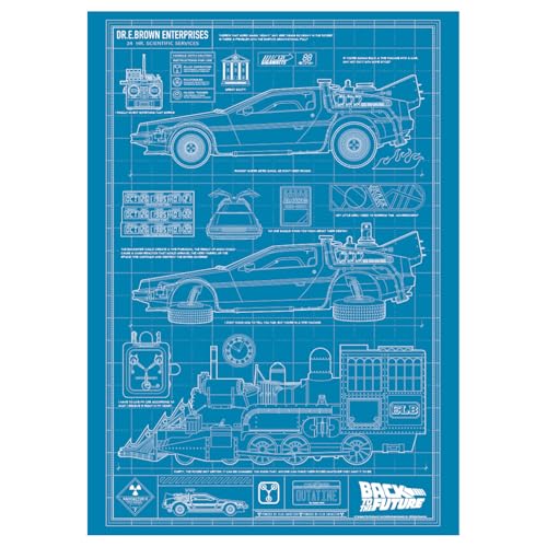 FaNaTtik Back to the Future Time Machine Blueprint Art Print – Limited Edition A3 Poster Print – DeLorean Schematic Wall Art for Movie Fans, Collectors & 80s Sci-Fi Lovers