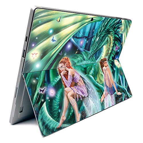Image of MightySkins Carbon Fiber Skin for Microsoft Surface Pro 7 - Gemini Fairies | Textured Carbon Fiber Finish | Easy to Apply, Remove, and Change Styles | Made in The USA (CF-MISURPR7-Gemini Fairies)