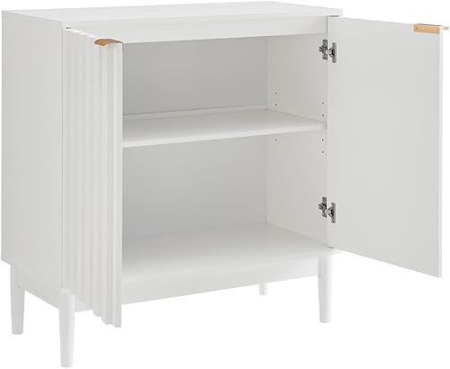 Miniatura 3 de Aparador con almacenamiento  2 puertas acanaladas, 31.5 in de ancho, 32.7 in de alto, estante ajustable  Acento de credenza de buffet acanalado,