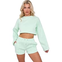 janisramone  Kad n K sa ve G be i A k  st Kombine, B y k Beden G be i A k  st ve  ort Polar Co-ord Kad nlar i in, Bol Uzun Kollu Y2k G be i A k  st G nl k Sweat Loungewear  ort Seti Cepli
