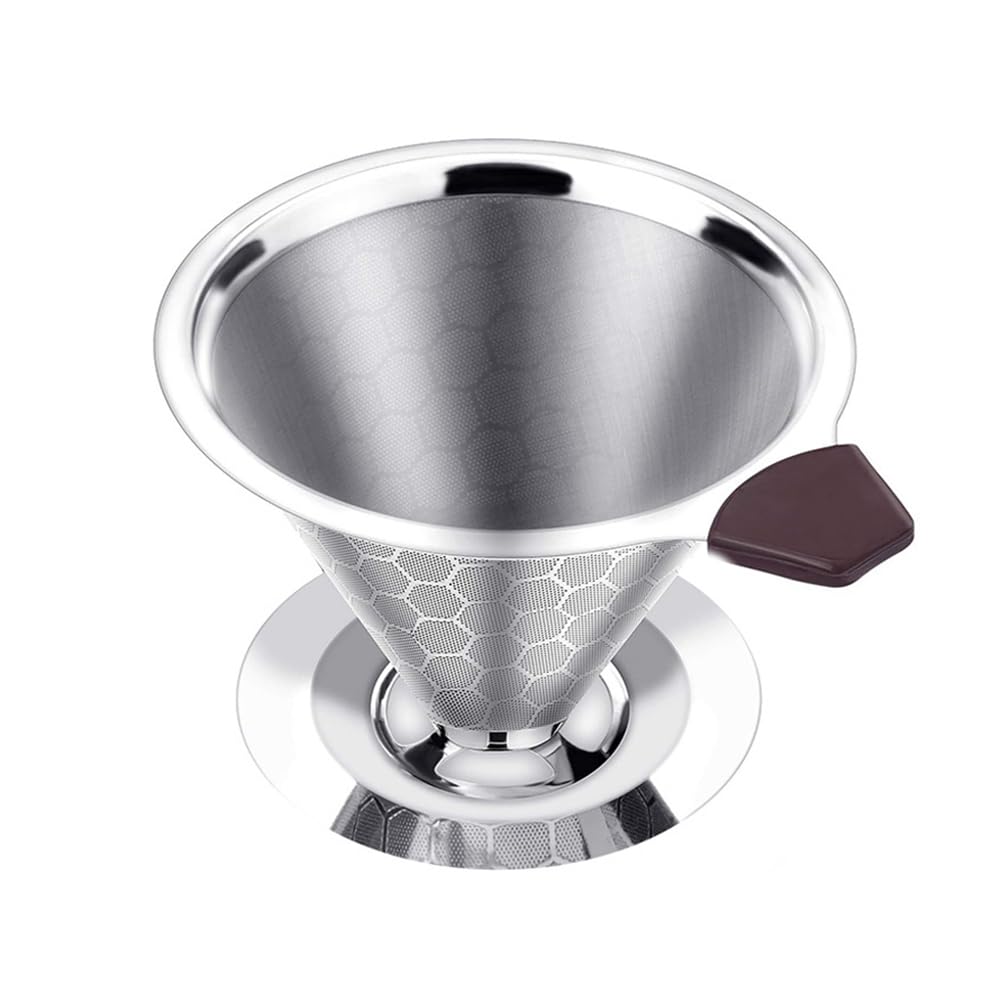 CTRLZS Pour over Coffee Filter Dripper Reusable Stainless Steel Drip Coffee Maker Cone Coffee Mesh Filters for 1-4 Cup