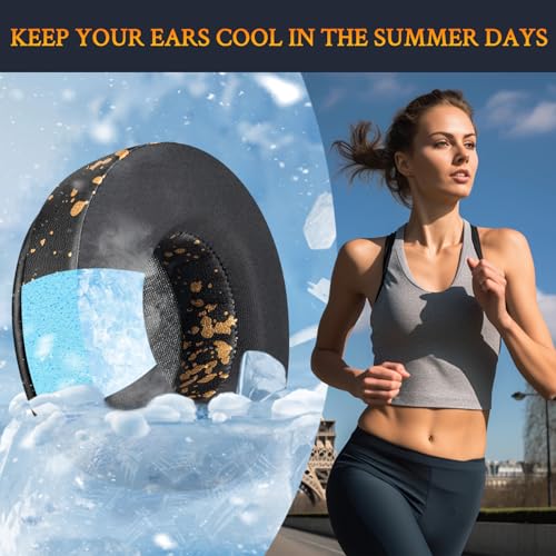 Image of SOULWIT Cooling-Gel Earpads Replacement for Skullcandy Hesh & Hesh 2 Wireless Over-Ear Headphones, Ear Pads Cushions with Noise Isolation Foam - Black Gold