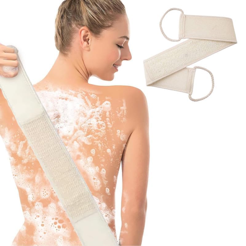 Ramie Body Back Scrubber for Body Cleansing, Pack of 1 | Gently Exfoliates Skin, Reusable Scrub Sponge, Made of Natural Fibre-image-29