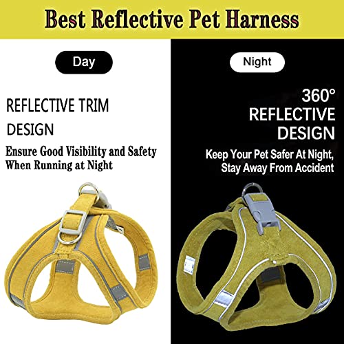 Dog Harness and Leash Set Dog Chest Strap Pet Vest Harness with Handle Adjustable Reflective Dog Harness for Small Dog Medium Dog Cat Yellow L - Image 4