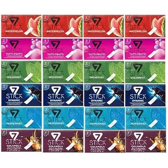 168 Sticks I Pack 24 x 17.5 g I Chewing Gum Sugar Free I Aspartame Free I Watermelon I Fruit Punch I Spearmint I Dynamic I Menthol I Cola I 6 Flavour Mix I Pack 420 g