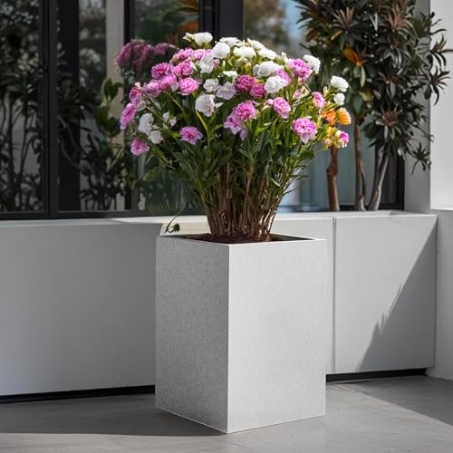 YUCCABE ITALIA FOXB Cubo 18 INCH Cube Tall Planter Pots for Plants Highly Durable Polymers Lightweight Indoor Outdoor Plant Pot Flower Pot Gamla Tree Planters for Balcony, Garden, Office