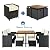 LZ LEISURE ZONE Patio Dining Table Set, 9 Piece Outdoor Furniture Sets, Black Wicker Rattan Dining Table and Chairs Set, Patio Conversation Set with Cushions (Brown+Beige, 9 Piece)