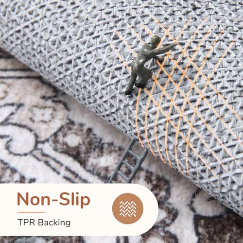 OPPODREAM Soft Entryway Rug 2x10, 2x10 Rug Runner, Washable Hallways Carpet 2 x 10 with Non Slip Backing, Low-Pile Bedside Carpet 2 x 10, Long, Faux Cashmere, Greenish Grey