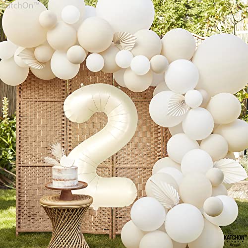 Image of KatchOn Cream White Number 2 Balloon - 40 Inch, 2nd Birthday Party Decoration, Reusable, Unisex | Cream White 2 Balloon Number Two Cool Birthday Party Decorations, Cream White Two Balloon, 2nd Birthday Decorations for Girls