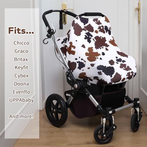 Image of Rquite All-in-1 Car Seat Cover Baby, Carseat Covers for Girl Boy, Stretchy Soft Infant Car Seat Cover, Multi-use Baby Carrier Cover, Car Seat Canopy, Stroller Sun Shade, Nursing Breastfeeding Cover