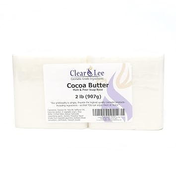 ClearLee Cocoa Butter Melt and Pour Soap Base Cosmetic Grade Natural Bar 2lb