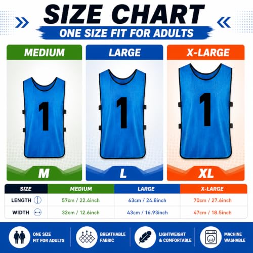 Image of Yahenda 24 Pcs Sports Pinnies Soccer Scrimmage Practice Vests Numbered Soccer Team Pennies with Belt for Adult