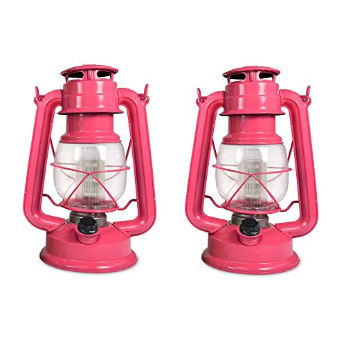 NORTH POINT Northpoint Vintage Style Hurricane Lantern with 12 LED's and 150 Lumen Light Output and Dimmer Switch, Battery Operated Hanging Lantern for Indoors and Outdoor Usage - Pack of 2