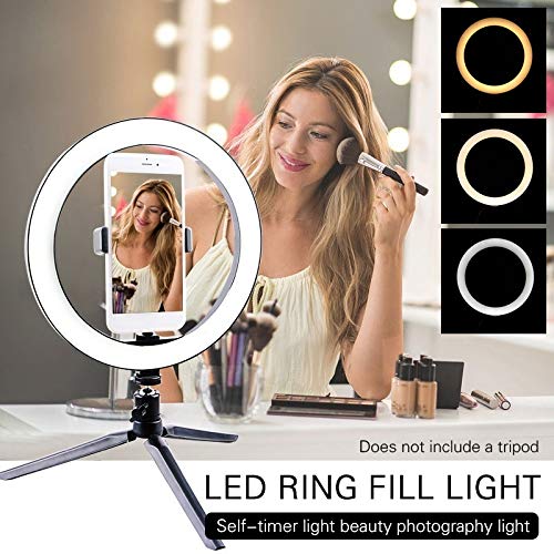 OYJJ LED Ring Fill Light, 3 modos de cor Dimmable Ring Light, USB Powered Selfie Ring Light com supo