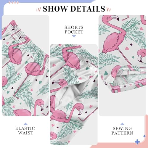 Tropical Flamingo Love Heart Boys Long Pants Soft Trousers Elastic Waist Kids Lounge Bottoms with Pockets S-XL4