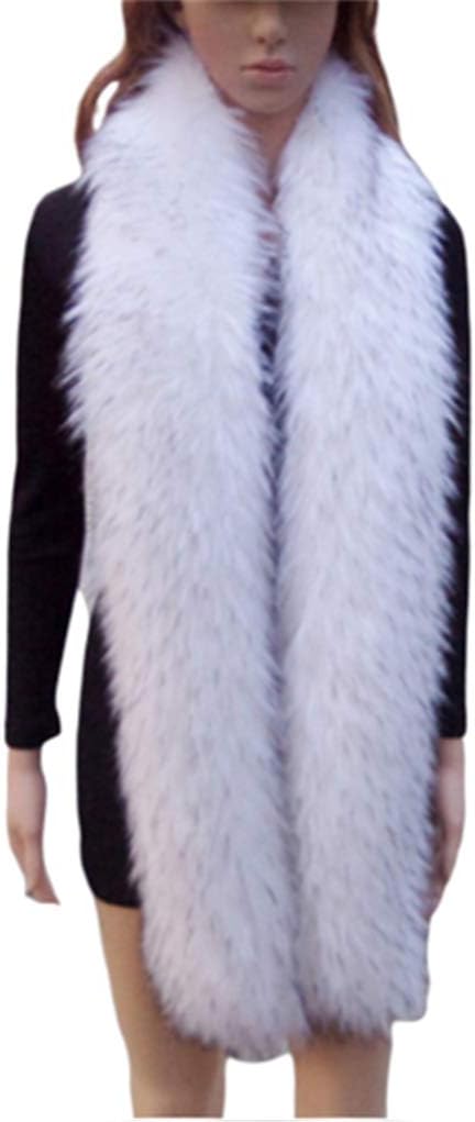 Long Men Women Faux Fur Collar Winter Warm Wrap Stole Scarf Shawl Shrug