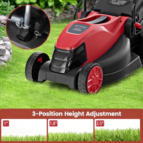 S AFSTAR Electric Lawn Mower, 10-AMP 13-Inch Corded Walk-Behind Lawnmower with Collection Box, 3 Adjustable Height Position, Self Locking Function, Push Lawn Mower for Backyard