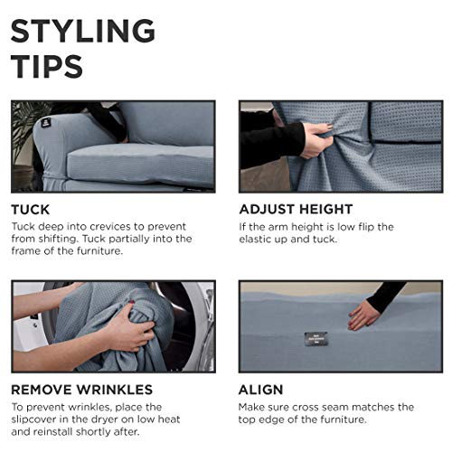 Maytex Pixel Ultra Soft Stretch Loveseat Couch Furniture Cover Slipcover, 2-Piece, Steel Blue #TOP6