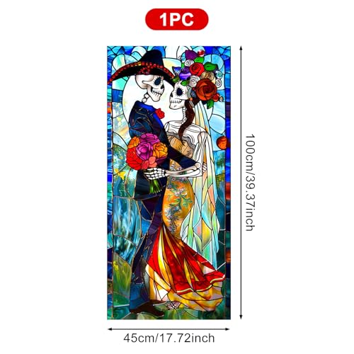 Vinilo decorativo de ventana HOMETITUTE Día de Muertos 17.7x39.3 pulg miniatura 3