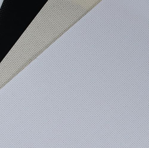 Image of KCS 3 pc of 15 inch x 18 inch(38cmx45cm) Counted Cross Stitch Cotton Aida Cloth Needlework Rolled Fabric Box,14CT,White+Oatmeal+Black