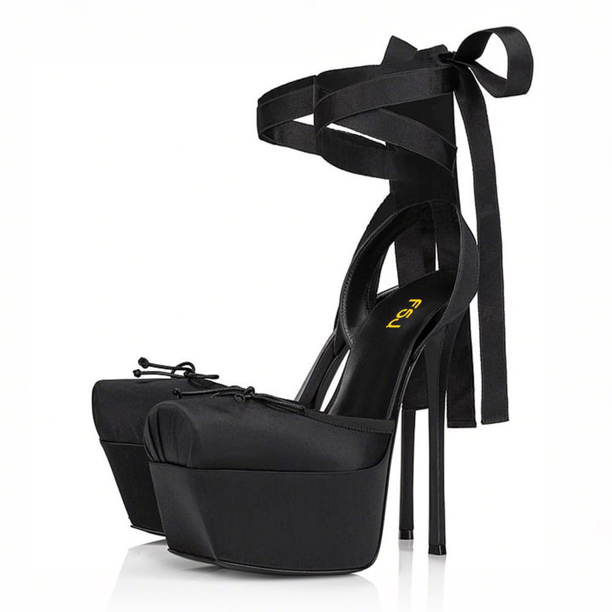 FSJ Women Lace-up Platform Stiletto Heel Pumps Square Toe Strappy Sky High Heels Sandals Sexy Wedding Bridal Party Shoes Size 4-16 US