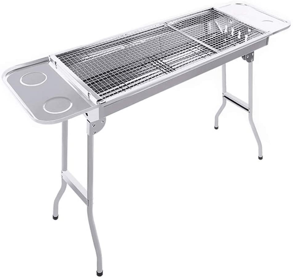 Parrilla portátil de carbón, estante portátil para barbacoa, barbacoa de carbón para el hogar, adecuada para barbacoa de jardín, camping, playa, fiesta, 73 x 33 x 70 cm