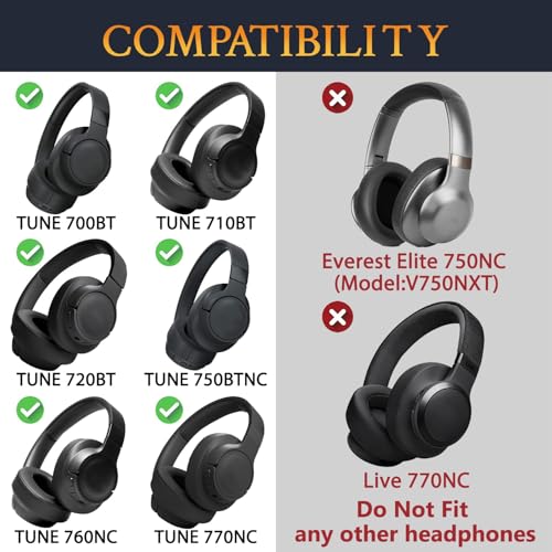 Image of SOULWIT Earpads Replacement for JBL Tune 700(700BT) /710(710BT) /720(720BT) /750(750BT,750BTNC) /760(760NC) /770(770NC) Headphones, Ear Pads Cushions with Softer Noise Isolation Foam (Sand Dune)