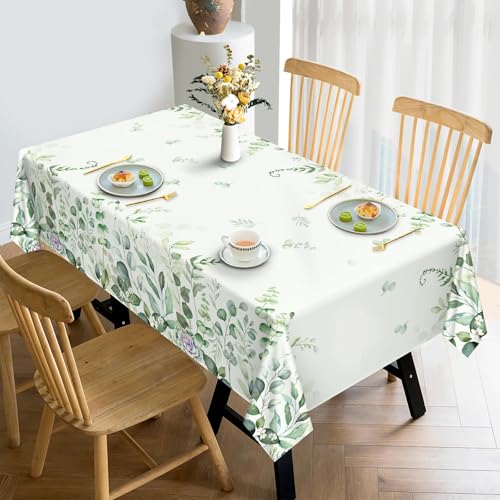 Nappe rectangulaire eucalyptus 152x213 cm imperméable et lavable pour table de repas