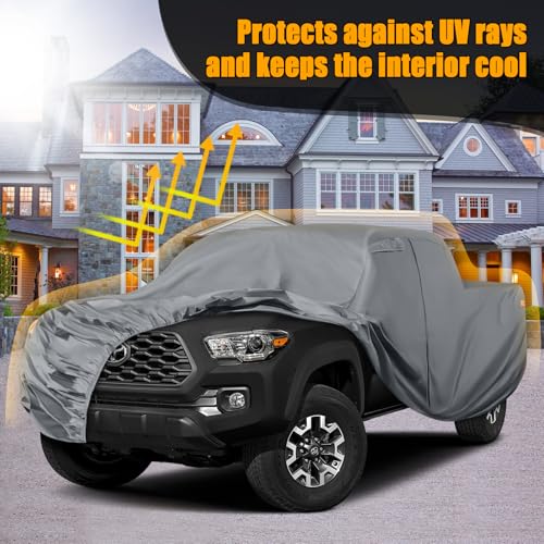 Image of Waterproof Truck Cover Replace for 2005-2025 Toyota Tacoma /Ford Ranger Crew Cab 6ft,10 Layers All Weather Car Cover with Zipper Door for Snow Rain Dust Hail Protection