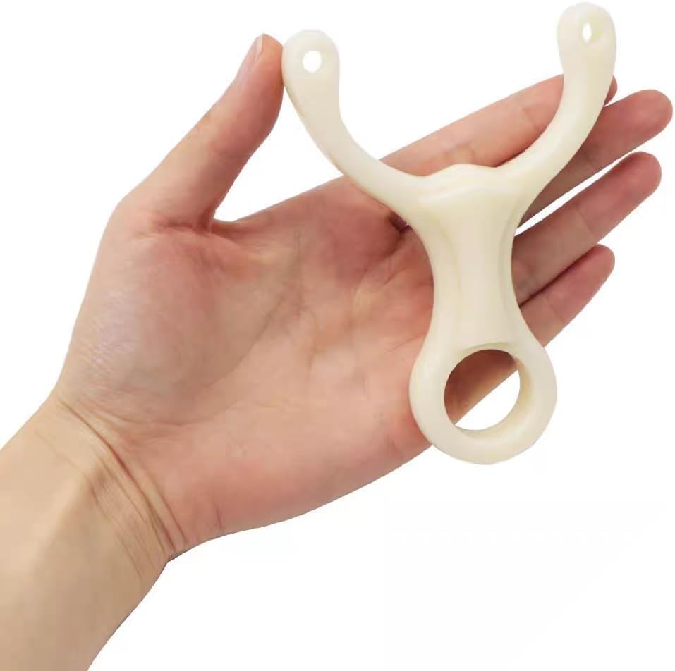 Plastic Slingshot with Green Elastic Bands and Ring Handle, Outdoor Target Shooting Catapult