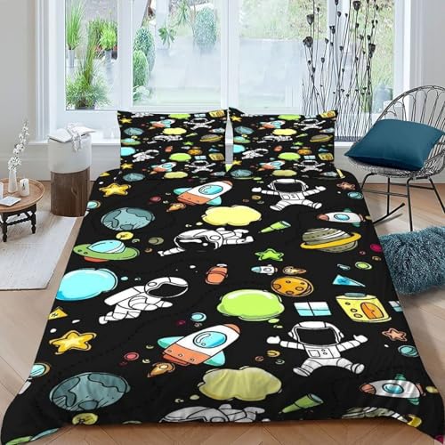 Housse de couette astronaute 260x220 cm avec 2 taies d'oreiller