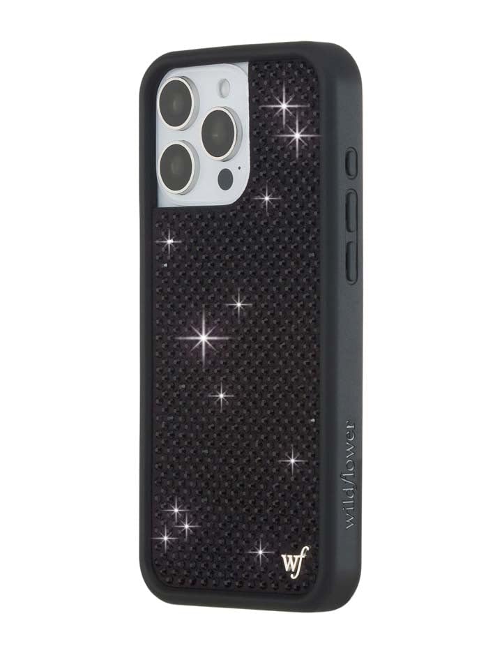 Image of Wildflower Cases - Compatible with iPhone 16 Pro Max | Protective Black Bumper, 6.5ft Drop Test Certified, Women Owned Small Business | Black Rhinestone