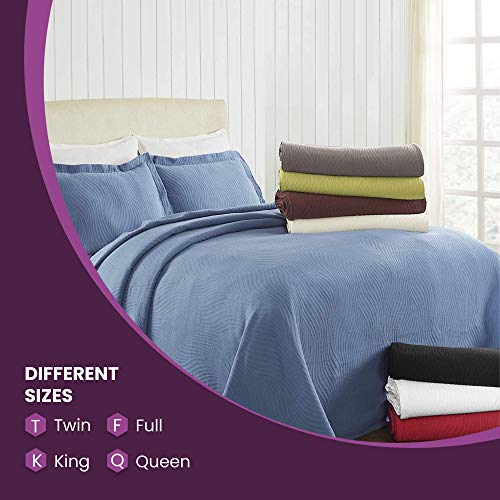 Blue Nile Mills Cascade Cotton Jacquard Matelassé 3-Piece Bedspread Set #TOP7